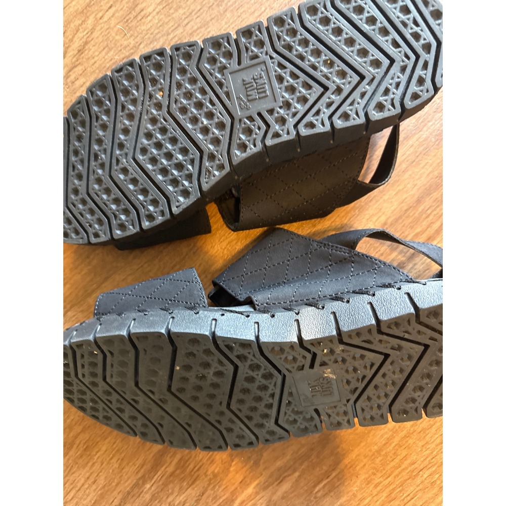 Muk Luks Womens Black Quilted Faux Suede Slingback Sandals Size 7.5 Adjustable - Picture 5 of 7
